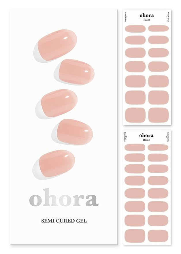 ohora Semi Cured Gel Nail Strips (N Bare Apricot) - Nude, Solid, Works with Any UV/LED Lamps, Sal... | Amazon (US)