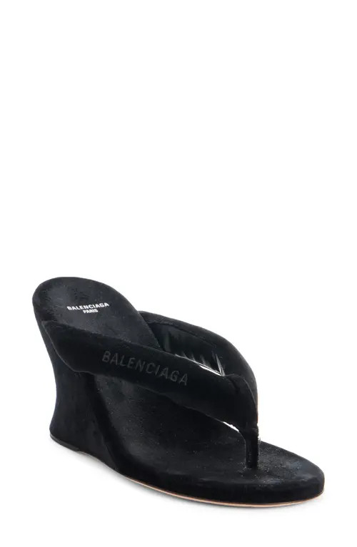 Balenciaga Gaeta Wedge Thong Sandal in Black at Nordstrom, Size 41 | Nordstrom