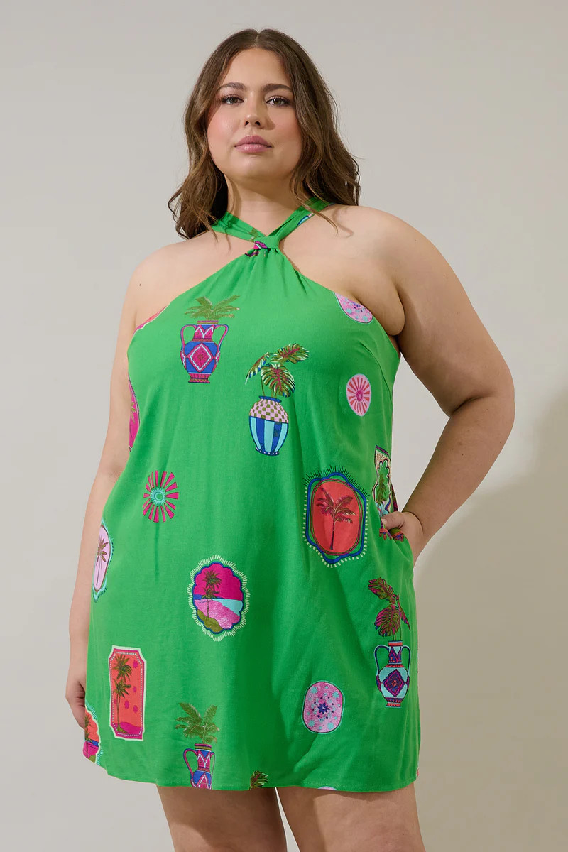 Trinie Postcard Amory Halter Mini Dress Curve | Sugarlips