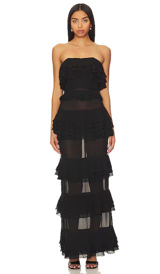Lily Ruffle Dress in Black | Revolve Clothing (Global)