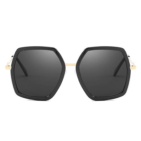 Oversized Square Sunglasses for Women Retro Chic Metal Frame UV400 Geometric Brand Designer Shades | Amazon (US)