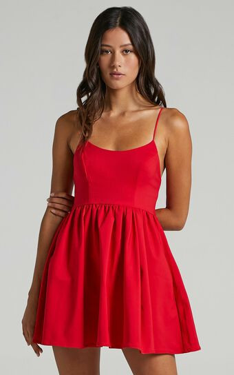 You Got Nothing To Prove Mini Dress - Strappy A-line Dress in Red | Showpo (US, UK & Europe)
