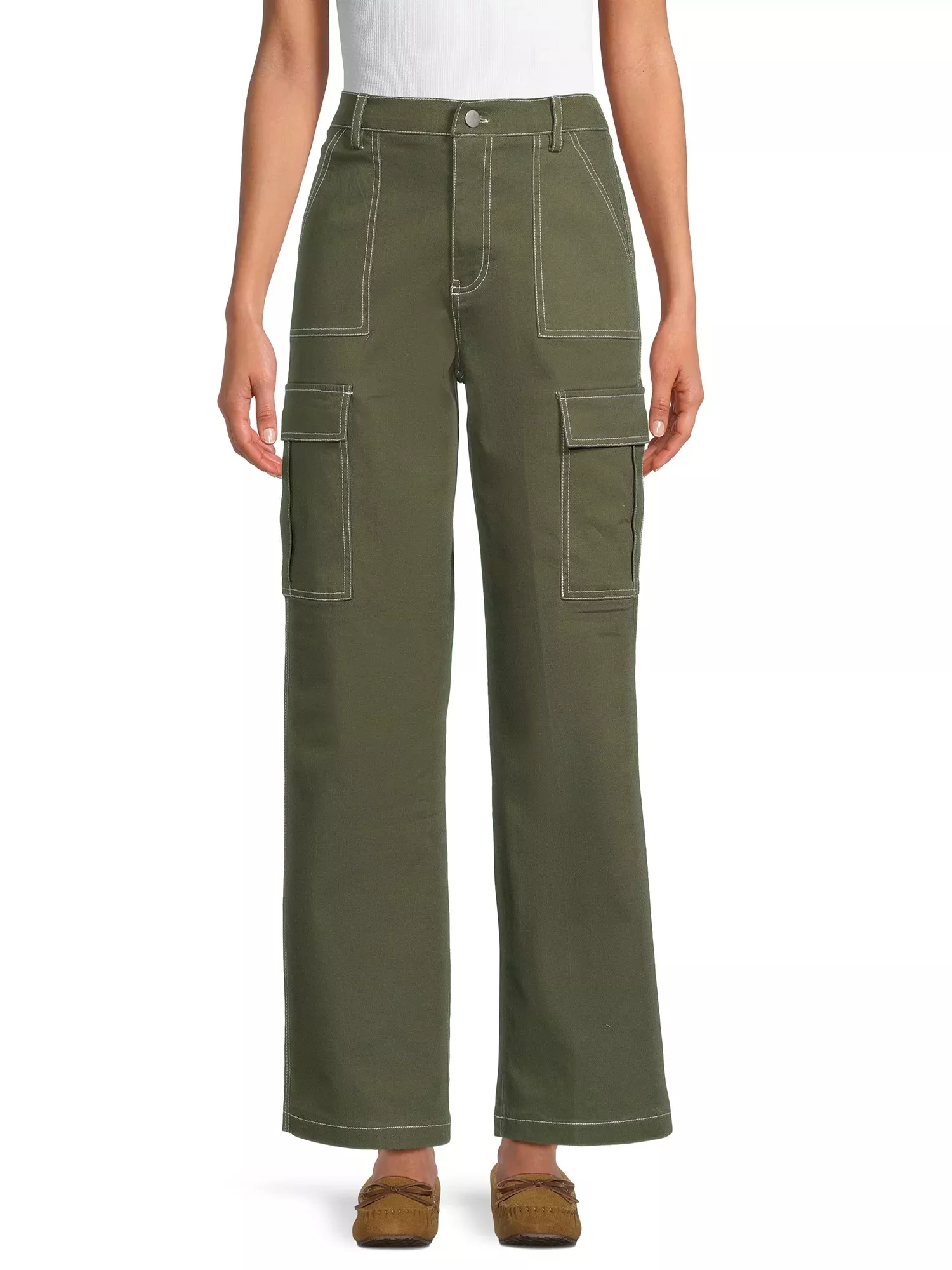 Madden NYC Juniors Satin Cargo Pants, 31 Inseam, Sizes XS-3XL 