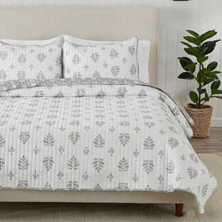 Luxurious Intricate French Floral Design Microfiber Quilt Set With Shams - Bed Bath & Beyond - 35... | Bed Bath & Beyond