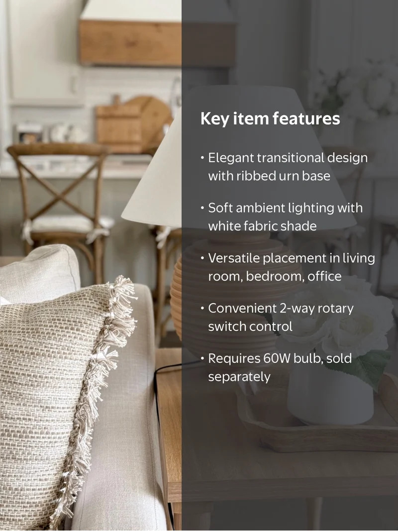 My Texas House 22'' Table Lamp with White Fabric Empire Shade Transitional Table Light Fixture fo... | Walmart (US)