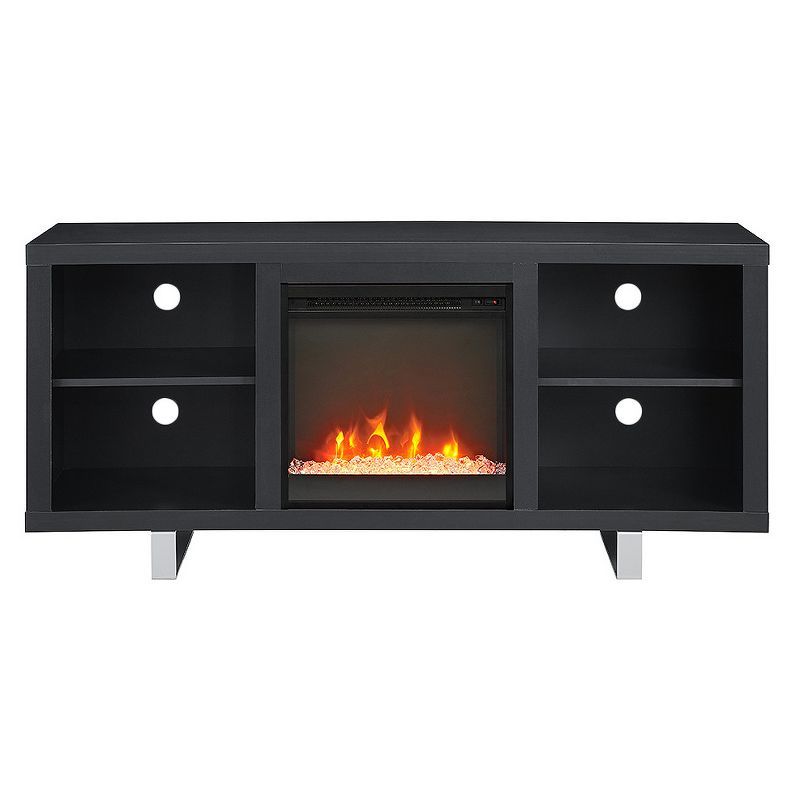 4 Cubby Modern Electric Fireplace with Metal Legs TV Stand for TVs up to 65" - Saracina Home | Target