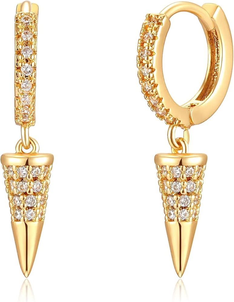 WEARON 14K Gold Plated Huggie Earrings for Women Personality Simplicity Twisted Chain Hoop Earrings  | Amazon (US)
