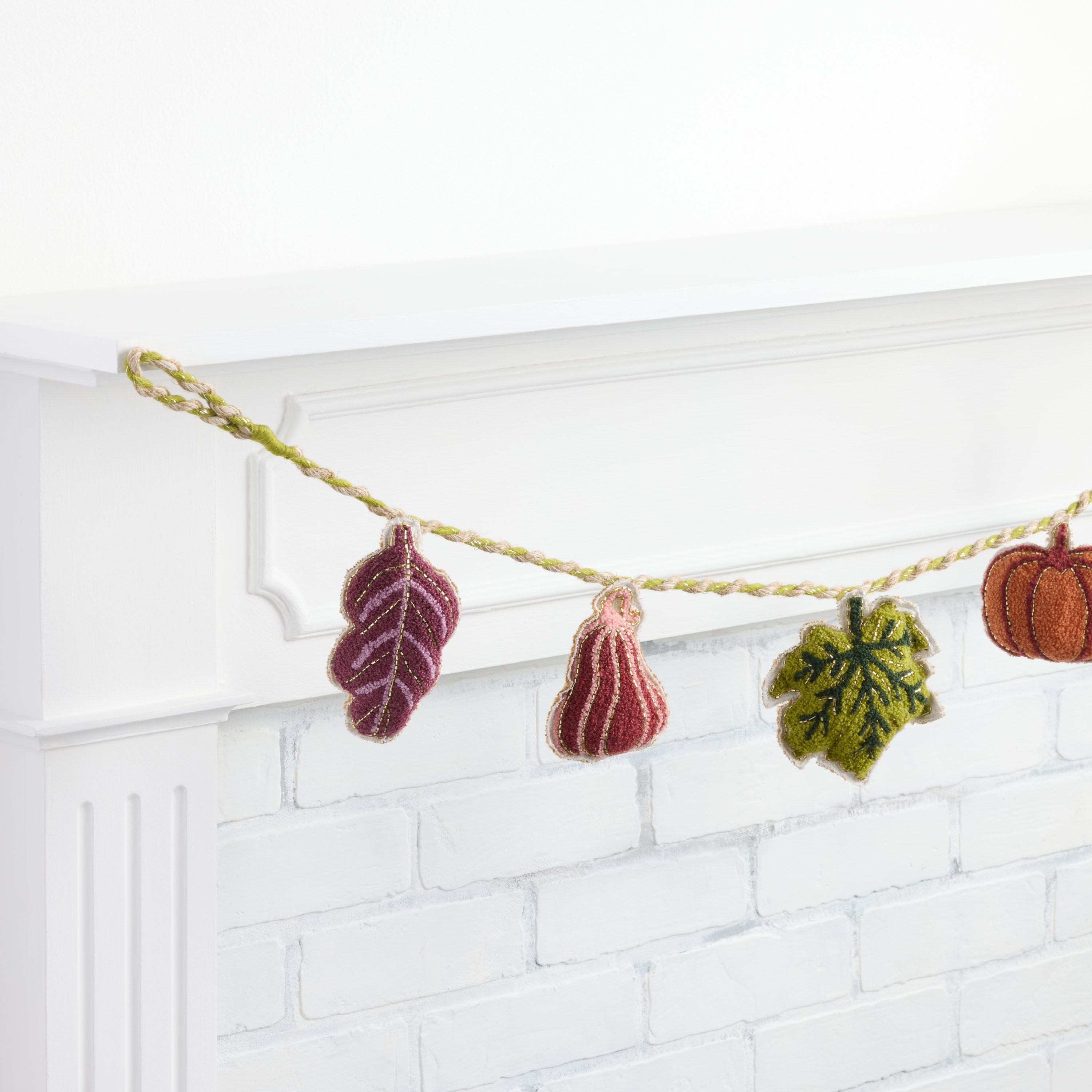Multicolor Cotton Fall Leaves and Gourds Garland | World Market