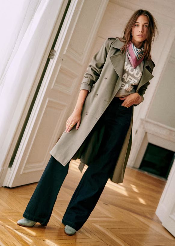 Scott Trench Coat - Khaki - Cotton - Sézane | Sezane Paris