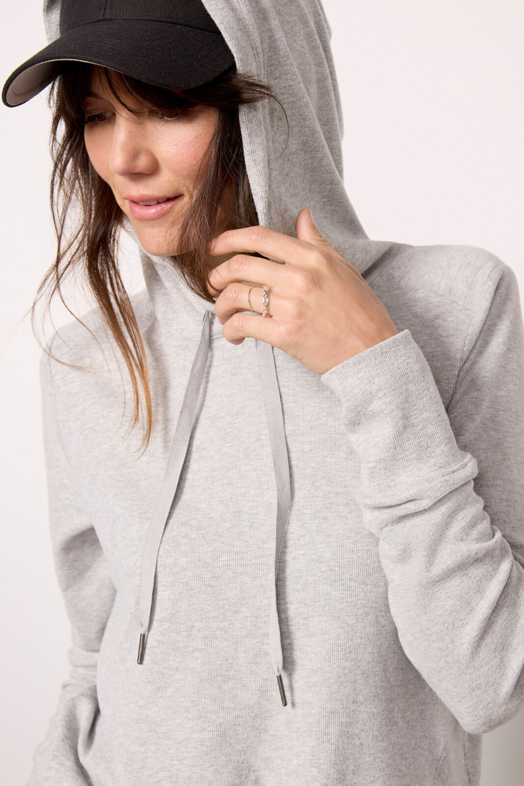 Zoey Rib Inset Hoodie | Evereve