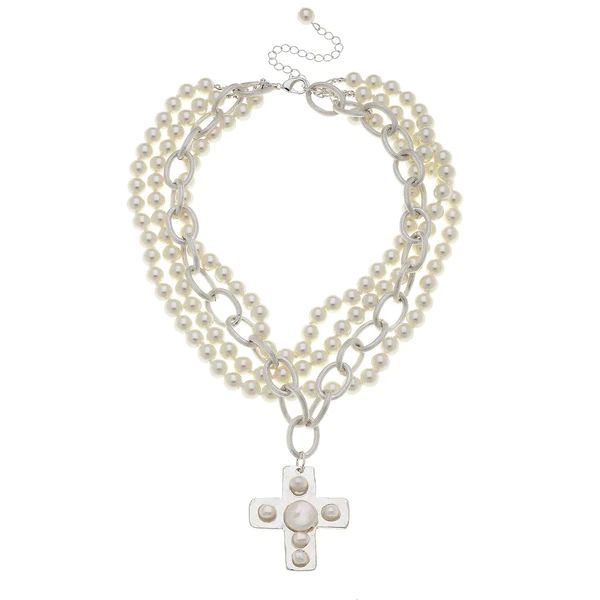 Pearl Cross Multi-Strand Pearl Necklace | Susan Shaw