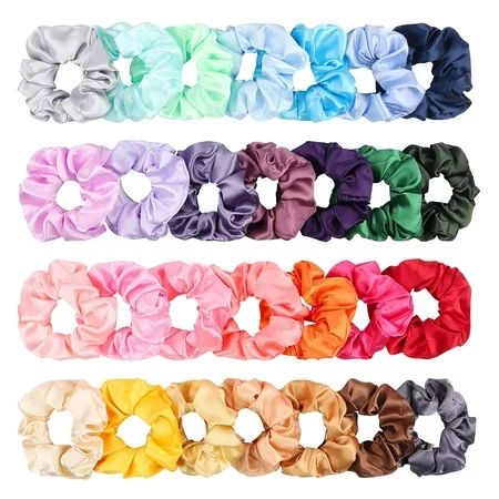 TURNADA 28Pcs Silk Satin Hair Scrunchies Set for Women, Strong Elastic Hair Bobbles for Ponytail Hol | Walmart (US)