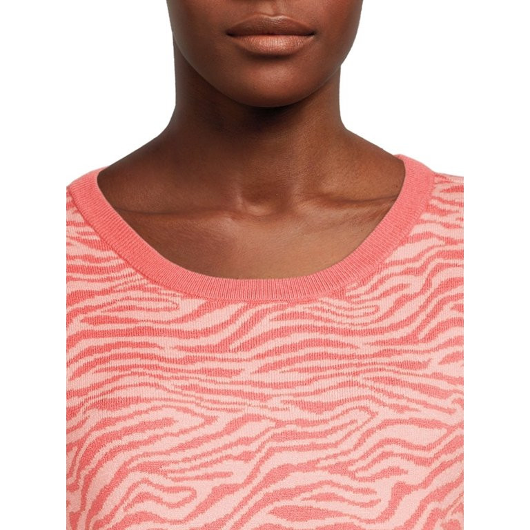 Time and Tru Women's Jacquard Sweater Knit Top and Shorts Set, 2-Piece | Walmart (US)