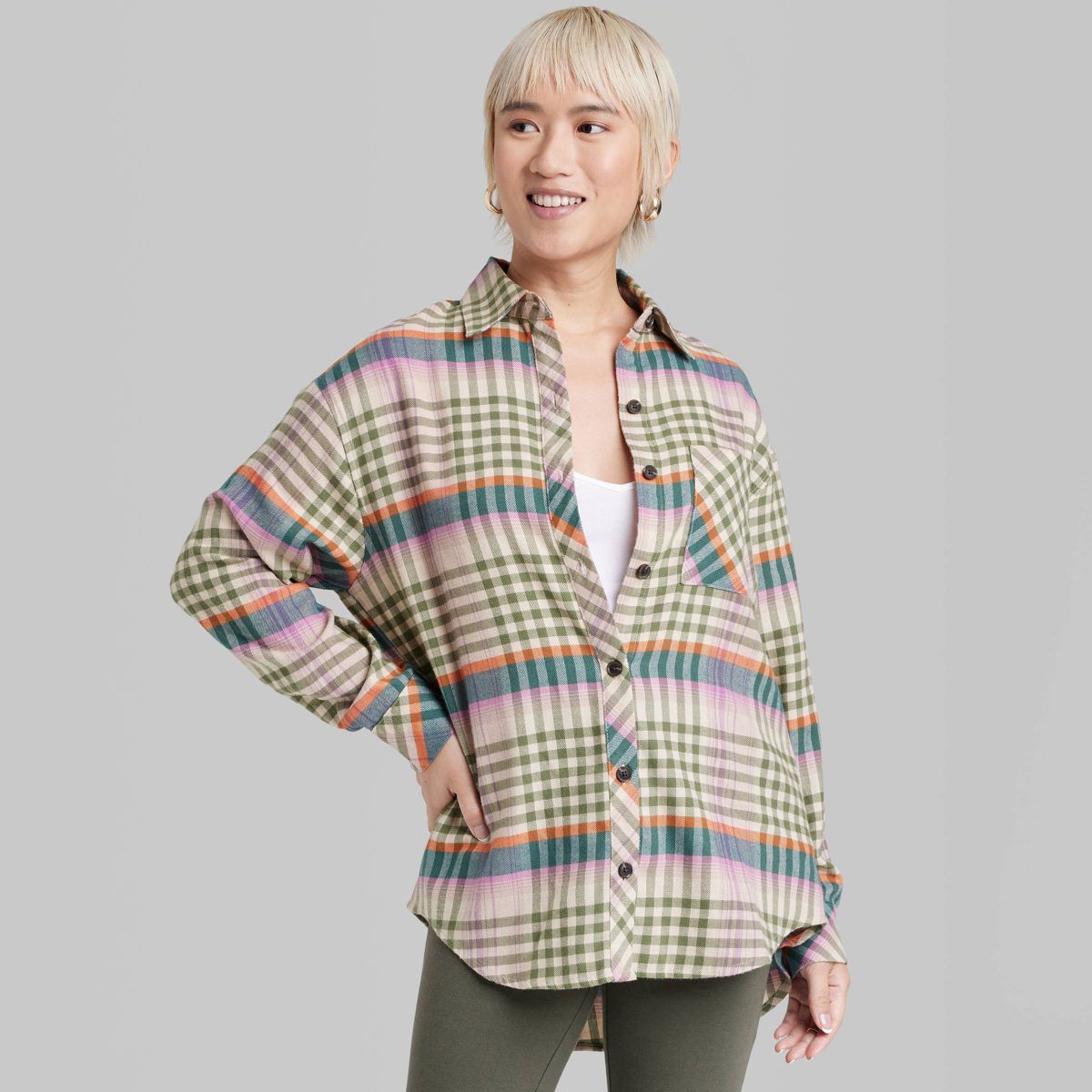 Women's Oversized Button-Down Flannel Shirt - Wild Fable™ | Target