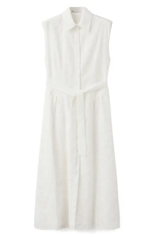 MANGO Embroidered Sleeveless Maxi Shirtdress in Ecru at Nordstrom, Size 6 | Nordstrom