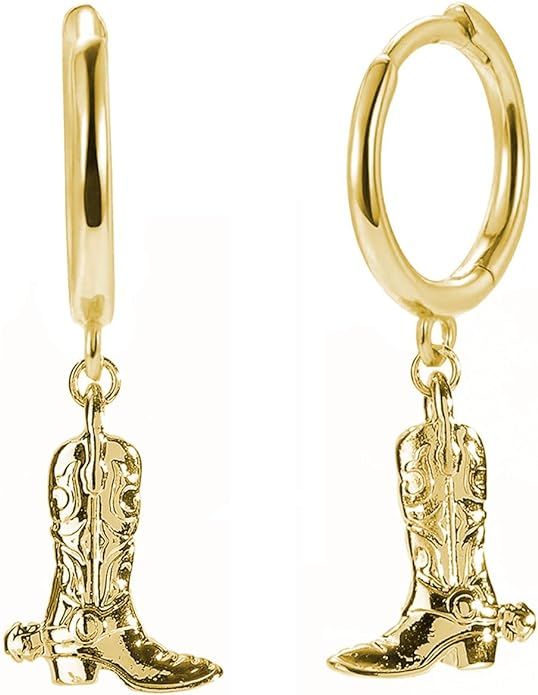 Western Cowgirl Earrings Cowboy Boot Earrings Gold Plated Boot Dangle Earrings Texas Boots Spur D... | Amazon (US)