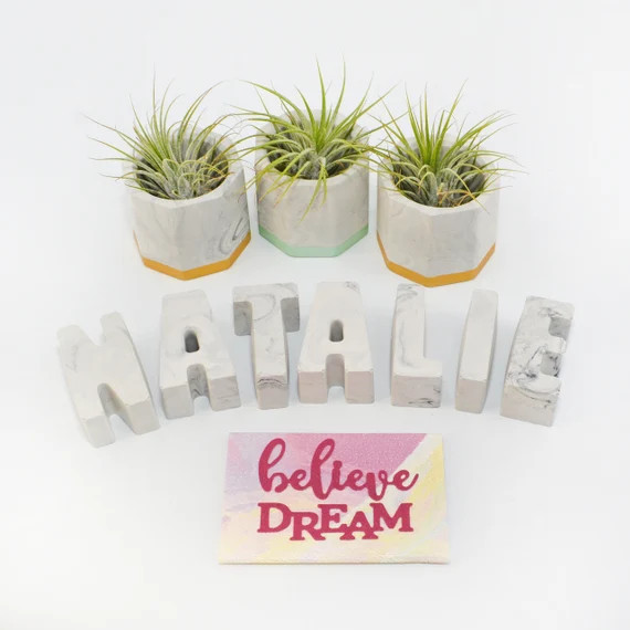 3D Marble Concrete Letters Set  Nursery Name Sign  Stone | Etsy | Etsy (US)