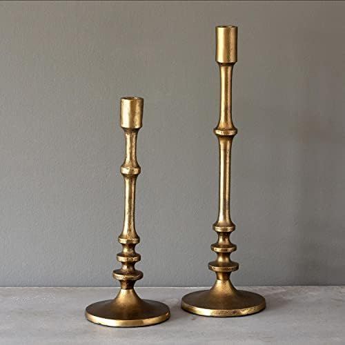 Park Hill Collection EAB00576 Cast Aluminum Classic Candle Stick Holder, Gold, Metal (Tall) | Amazon (US)