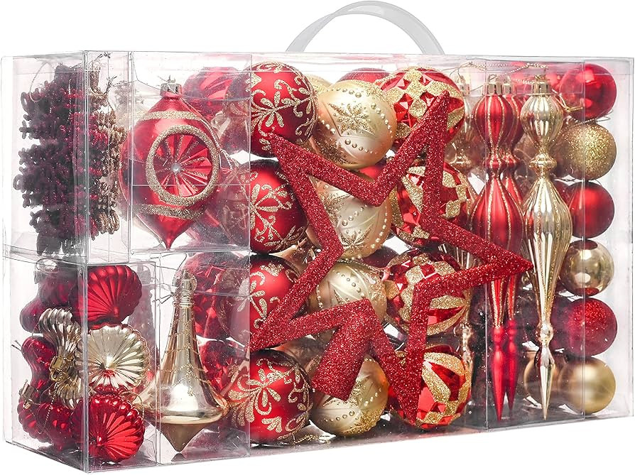 Valery Madelyn Ornaments for Christmas Trees, 100ct Red and Gold Shatterproof Christmas Tree Deco... | Amazon (US)