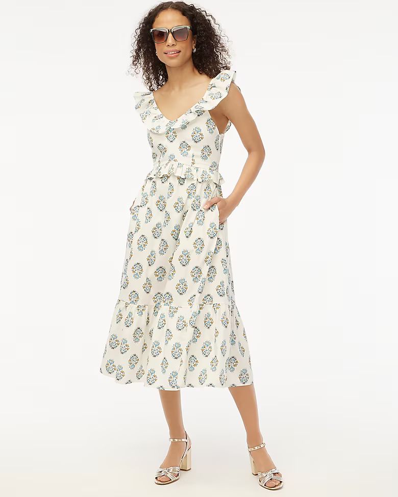 V-neck ruffle midi dress | J.Crew Factory