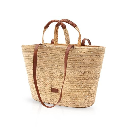AUKOUPCIL Straw Beach Bags for Women, Stylish Handwoven Natural Straw Lightweight Totes for Beach, Daily & Vacation | Amazon (US)
