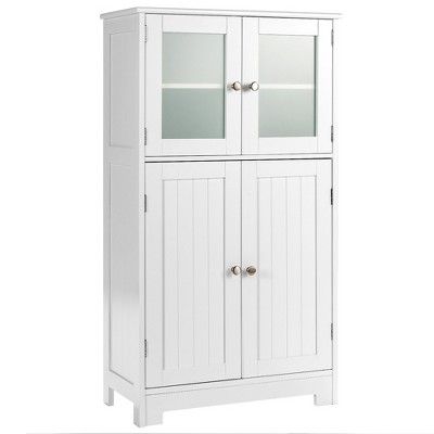 Costway Bathroom Floor Storage Cabinet Kitchen Cupboard w/Doors&Adjustable Shelf | Target