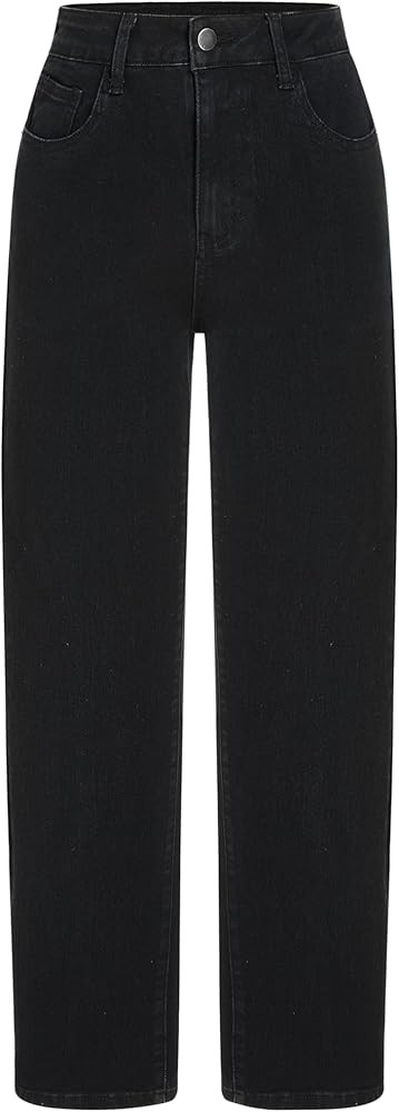 CIDER Jeans for Women Stretchy Denim High Waist Straight Leg Cropped Casual Jeans with Pocket | Amazon (US)