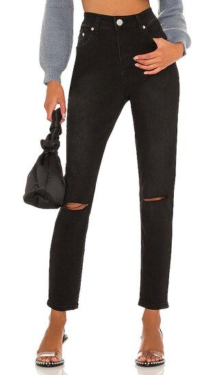 Mandy Slit Knee Jean in Black | Revolve Clothing (Global)