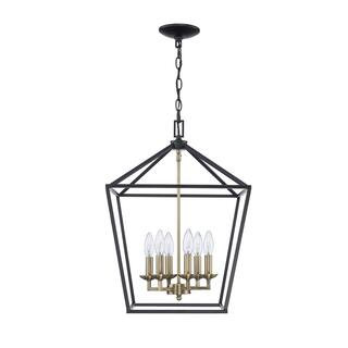 Weyburn 6-Light Black and Gold Farmhouse Chandelier Light Fixture with Caged Metal Shade | The Home Depot