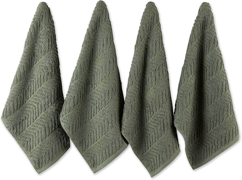 DII Luxury Barmop Collection Chevron Dishtowel Set, 16x19, Artichoke Green, 4 Piece | Amazon (US)