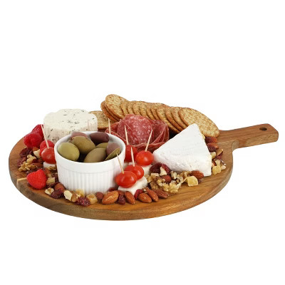 MegaChef 12 Inch Acacia Wood Round Serving Board with Handle | Target