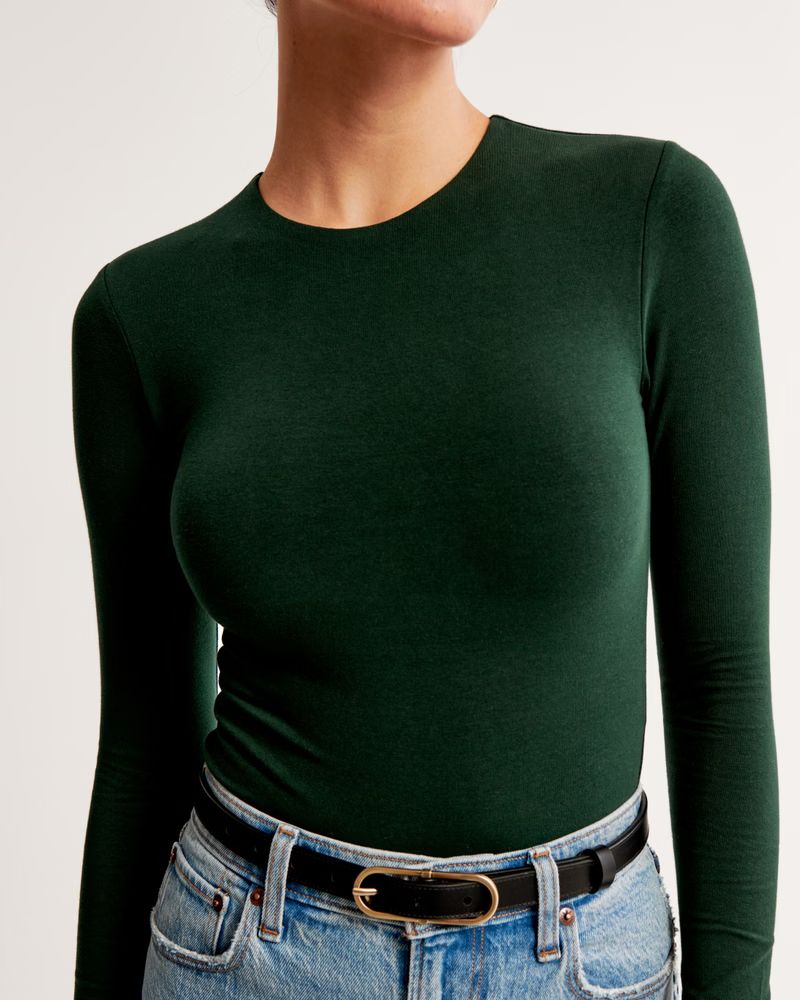 Women's Long-Sleeve Cotton-Blend Seamless Fabric Crew Bodysuit | Women's | Abercrombie.com | Abercrombie & Fitch (US)