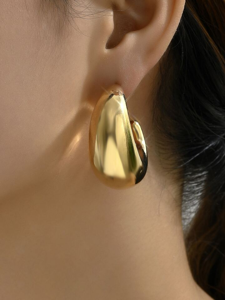 1pair Metallic Fashionable Exaggerated Hoop Earrings For Women, Casual, Spring/Summer, Party, Per... | SHEIN