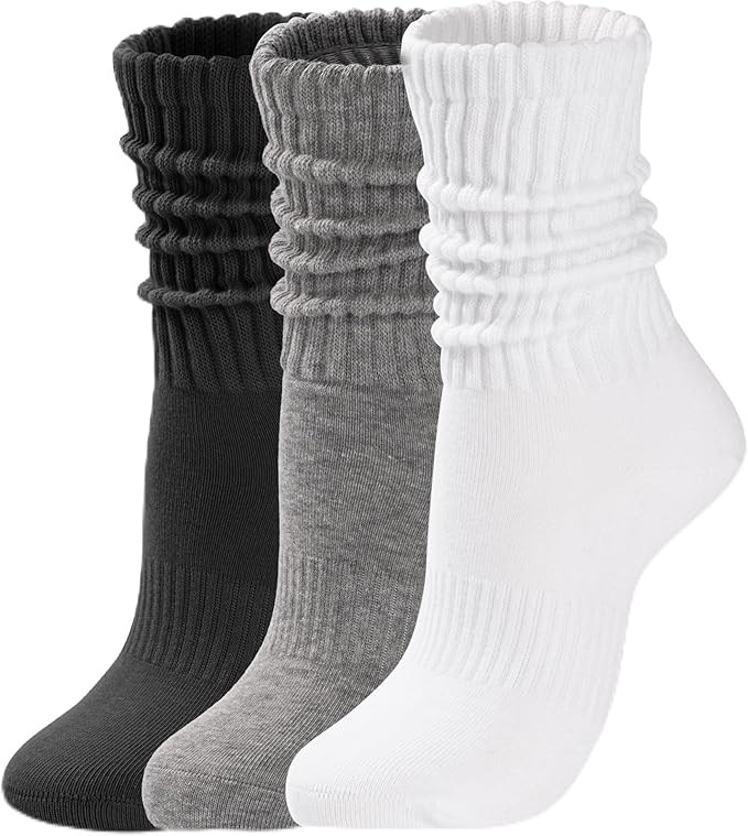 HONGTEYA Women’s Scrunch Slouch Crew Socks - Cozy Cotton Mid Calf Slouchy Socks for Boots, Gym ... | Amazon (US)