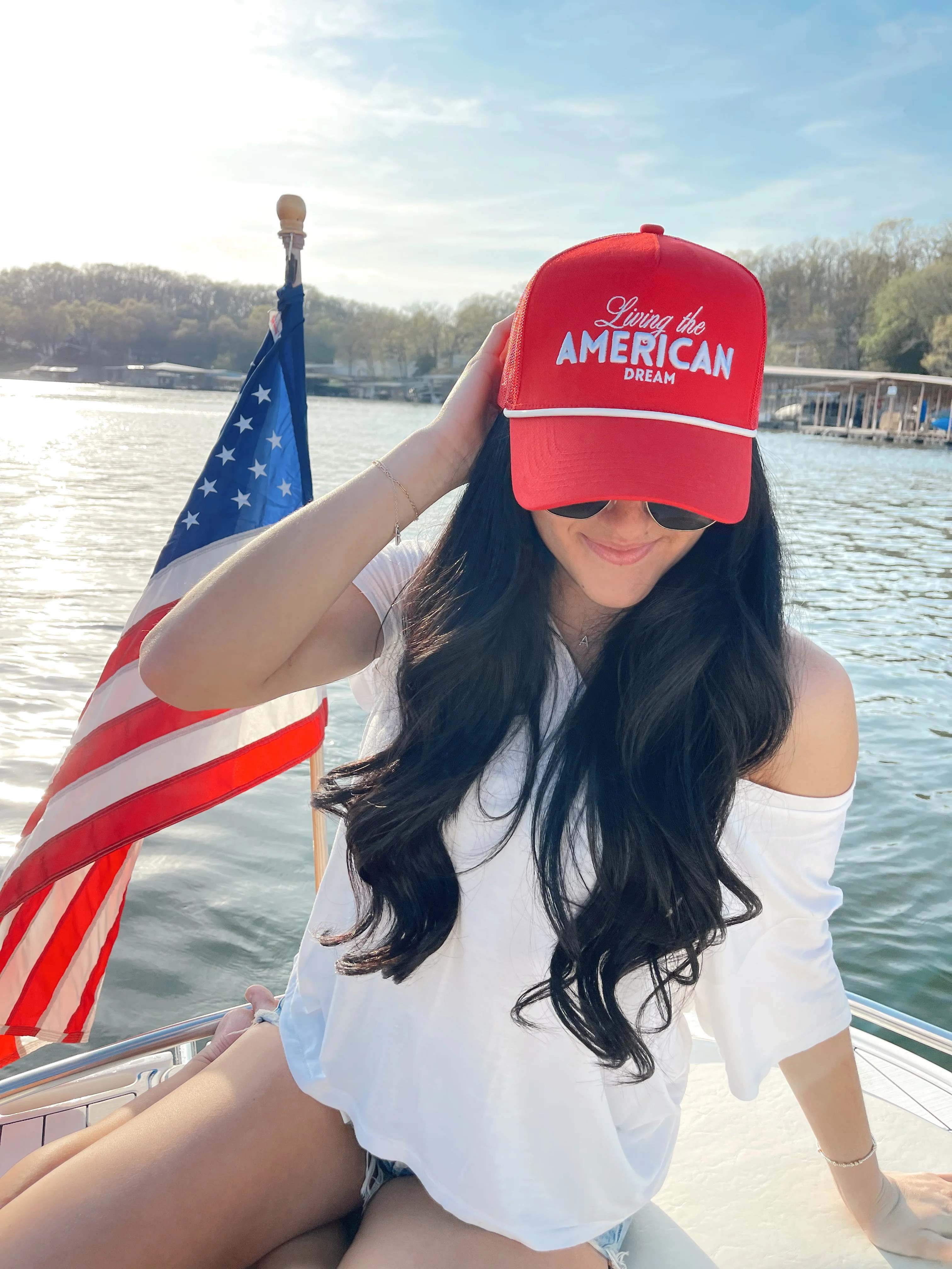 Living the American Dream - Red Vintage Trucker Hat | KenzKustomz