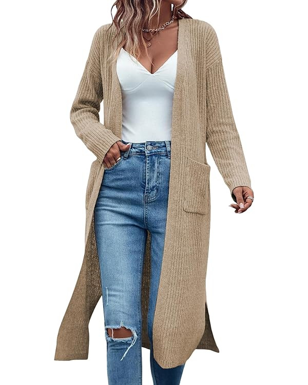 Danedvi Long Cardigan Sweaters for Women Ribbed Knit Open Front Long Sleeve Oversized Fall Casual... | Amazon (US)