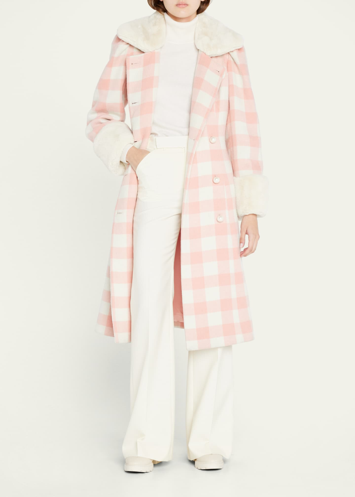 LoveShackFancy Sherry Plaid Faux-Fur Coat - Bergdorf Goodman | Bergdorf Goodman