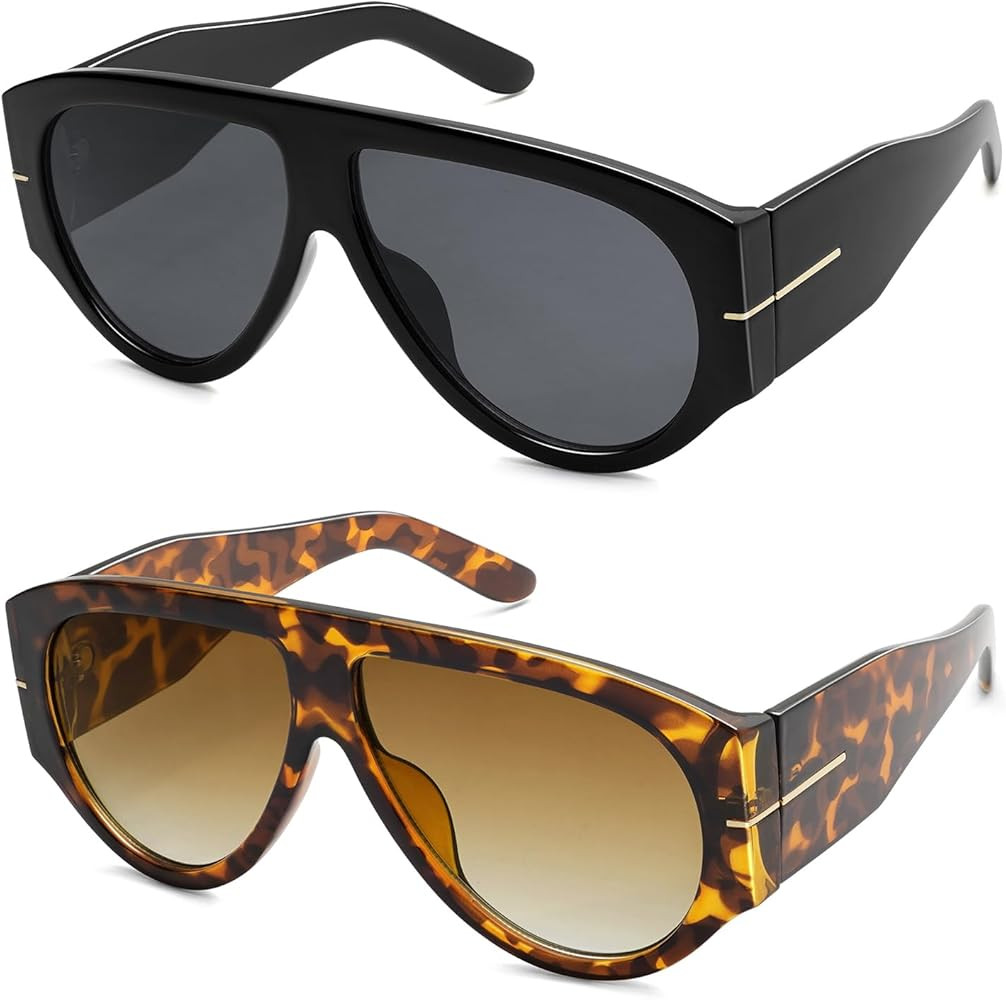 Oversized Retro Aviator Sunglasses Womens Mens 70s Classic Vintage Sun Glasses AR82227 | Amazon (US)