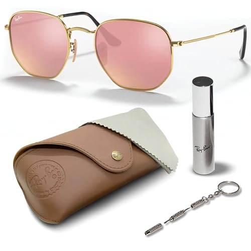 Ray-Ban RB3548N HEXAGONAL FLAT LENSES Square-Round Shaped Non-Polarized Sunglasses for Men & Women – Includes Official Rayban Eyewear Kit – Ideal Formal & Casual Wear Sunglasses – Bronze Lens | Amazon (US)