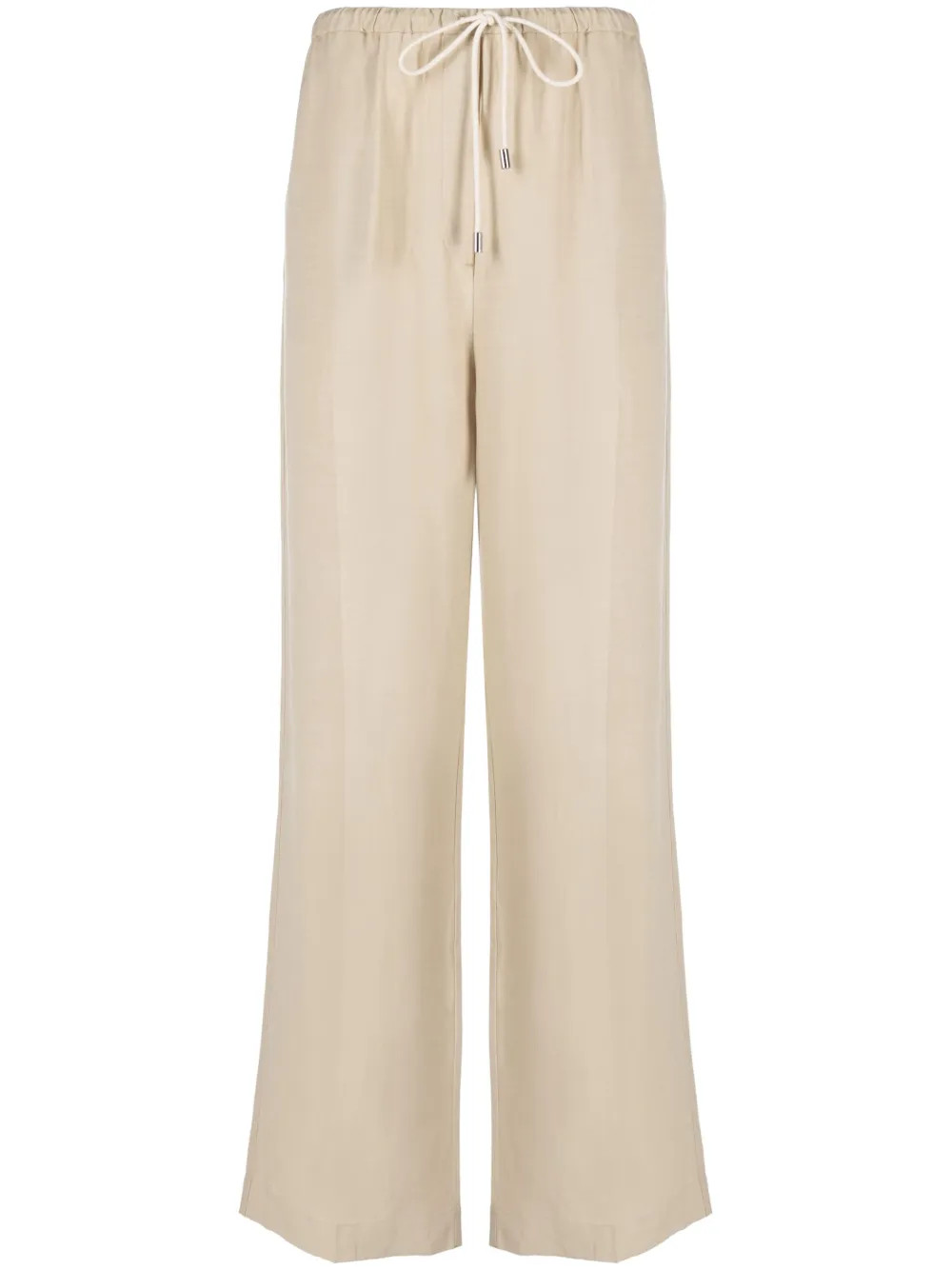 TOTEME Drawstring straight-leg Cotton Trousers - Farfetch | Farfetch Global