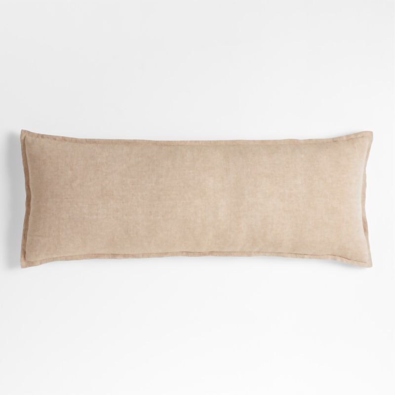 Brulee Brown Belgian Flax Linen 54"x20" Body Pillow Cover + Reviews | Crate & Barrel | Crate & Barrel