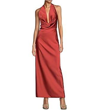 Gianni Bini Tasha Halter Cowl Neck Satin Slip Maxi Dress - 12 | Dillard's