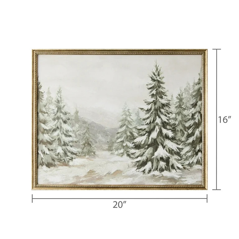 Snowy Evergreens Framed Transitional Christmas Wall Art, Green and White, 16" x 20", by My Texas ... | Walmart (US)