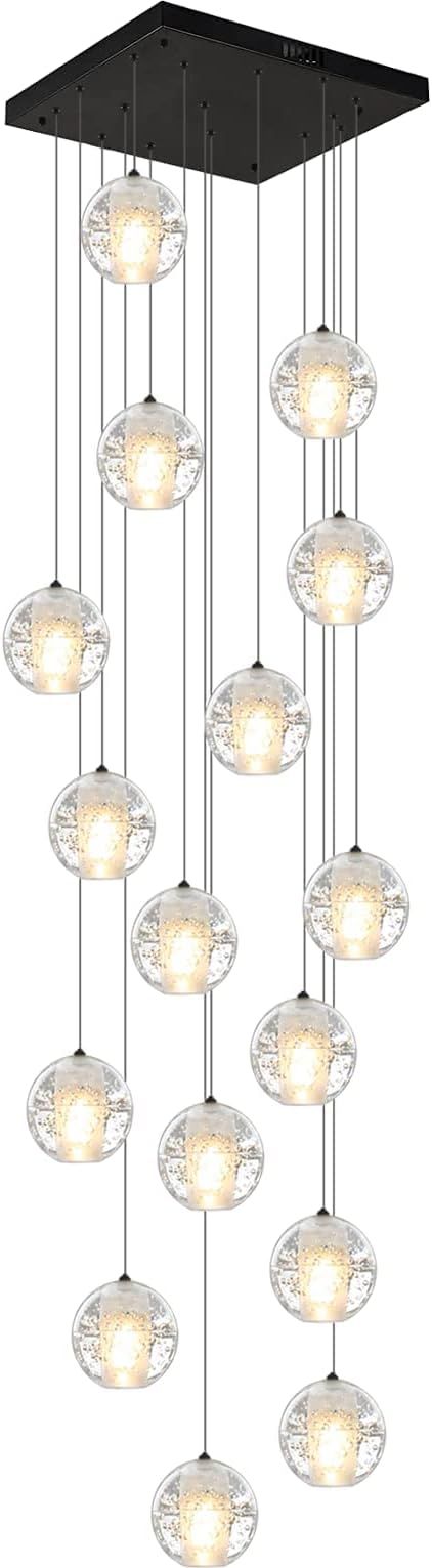 H137in 16-Lights Chandeliers Black Light Chandelier for Living Room Hight Ceiling Foyer Pendant L... | Amazon (US)