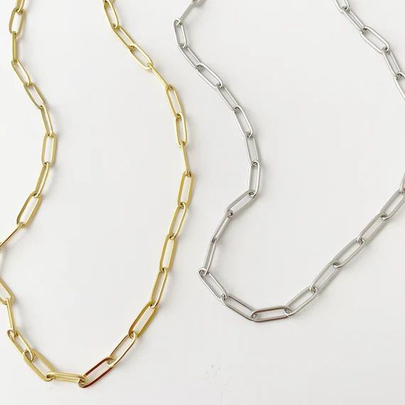 Paperclip link chain, Layering Chain, Silver or Gold | Etsy (CAD)