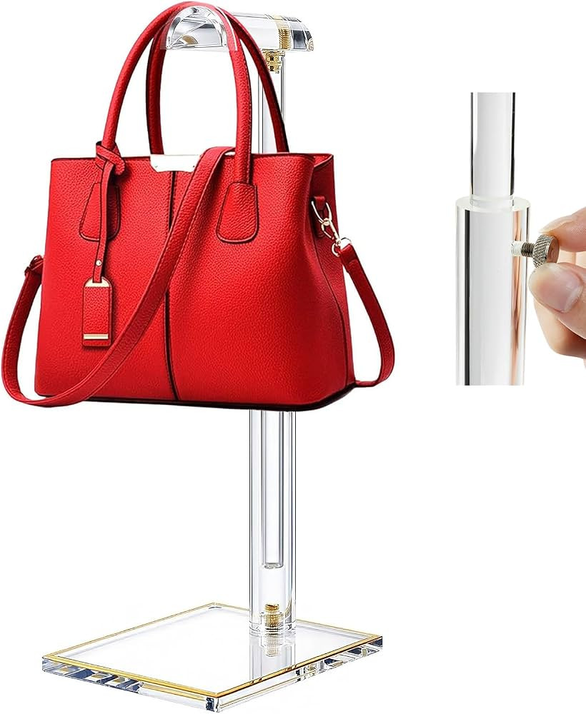 Acrylic Purse Display Stands, 14"-24" Adjustable Height Handbag Holder, Clear Purse Rack Stands f... | Amazon (US)