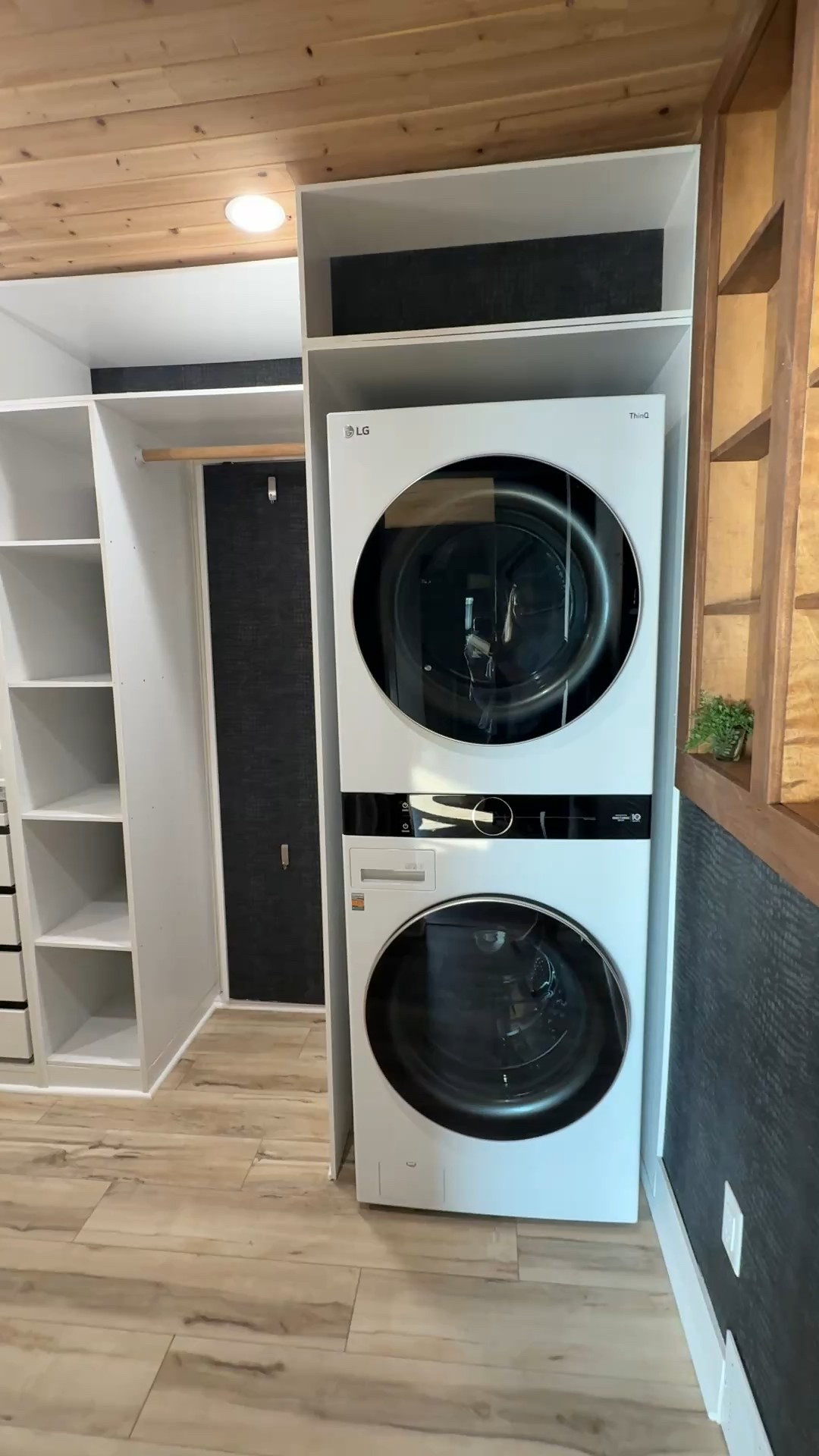 One of my favorite features from my last house that we’re incorporating into this home is the LG wash tower in the primary closet. There is something about having the unit right there in the same room that is hard to beat. 

This closet is about the same length but half the width of our new one that we converted from an old bedroom. 

#LTKHome