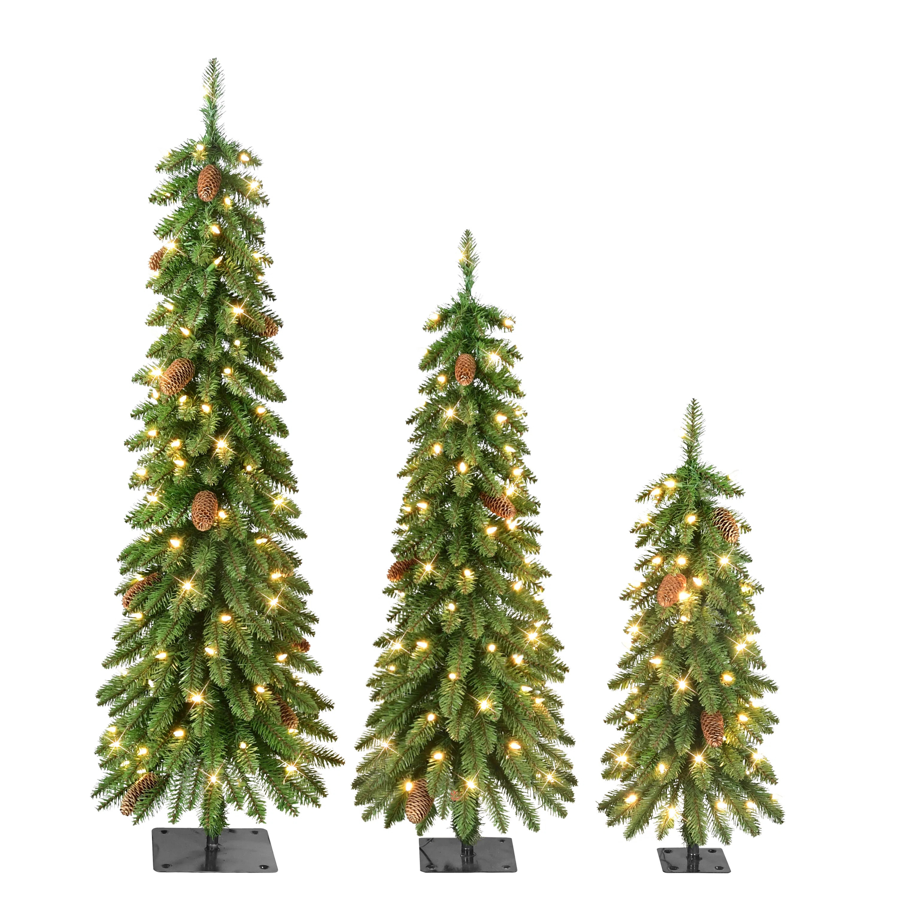 3 Ft. 4 Ft. And 5 Ft. Set Of 3 Pre-Lit Artificial Christmas Trees | Wayfair North America