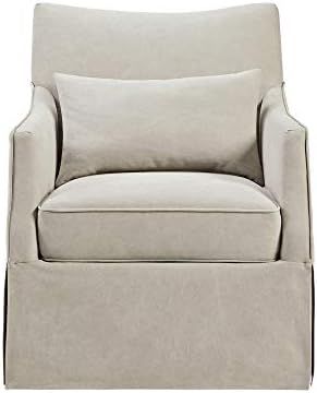 Martha Stewart London Swivel Chair - Solid Wood, Plywood, Skirted Metal Base Accent Armchair, With L | Amazon (US)