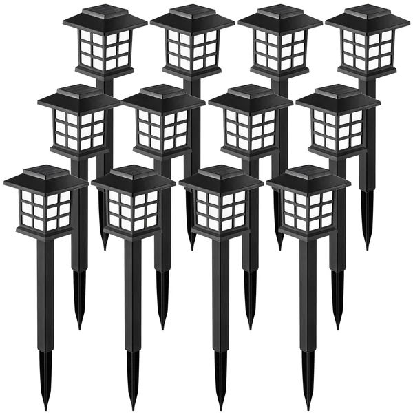 Black Low Voltage Solar Powered Integrated LED Pathway Light Pack (Set of 12) | Wayfair North America